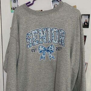 Gray Senior Sweatshirt with Blue Print